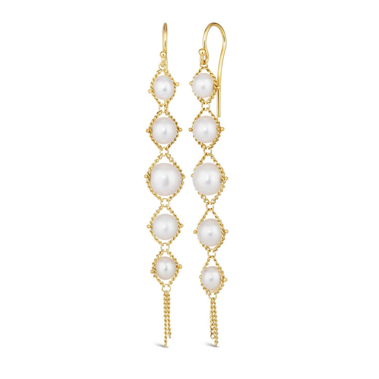 Amali Graduated Freshwater Pearl Textile Earrings