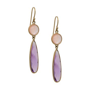 Kothari 18k Rose Quartz and Amethyst Dragonfly Drop Earrings