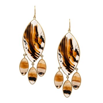 Kothari 18k Montana Agate Marquise Chandelier Earrings