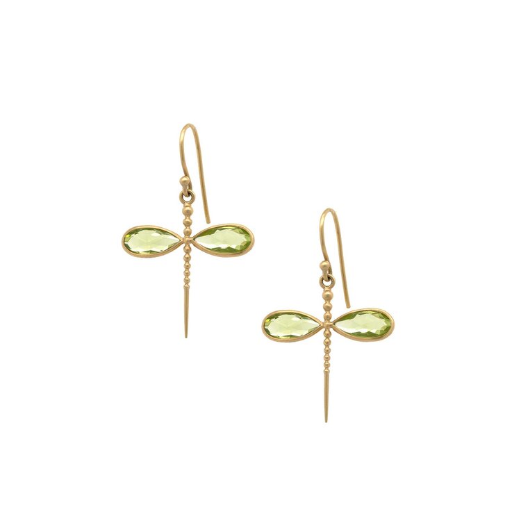 Kothari 18k Peridot Dragonfly Earrings