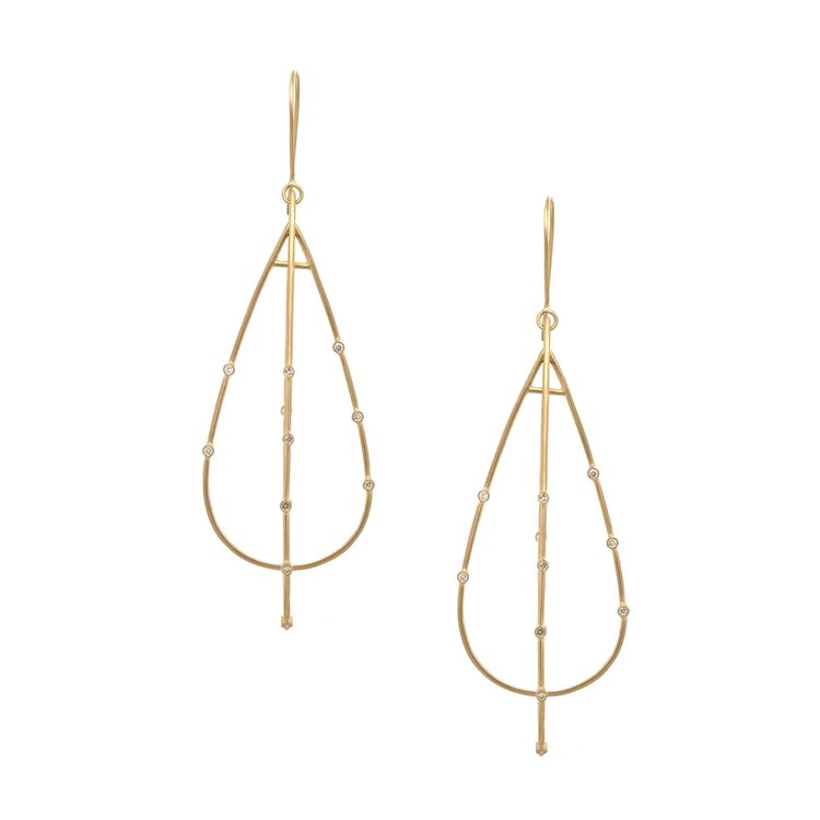 Kothari 18k Large Double Teardrop Diamond Frame Earrings