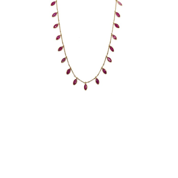 Kothari 18k Marquis Burmese Ruby Full Fringe Necklace