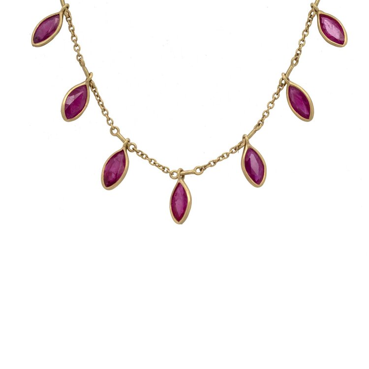 Kothari 18k Marquis Burmese Ruby Full Fringe Necklace