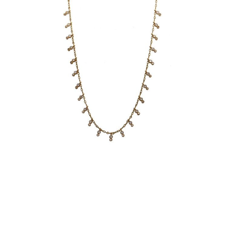 Kothari 18k Stacked White and Champagne Diamond Demi Fringe Necklace
