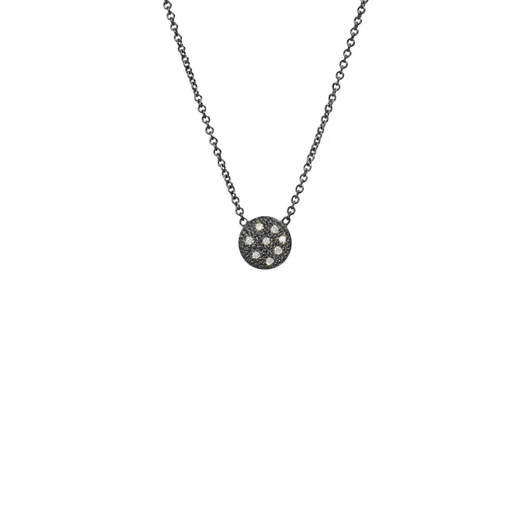 Caroll Black Rhodium Sterling Silver and Scattered Diamonds Necklace