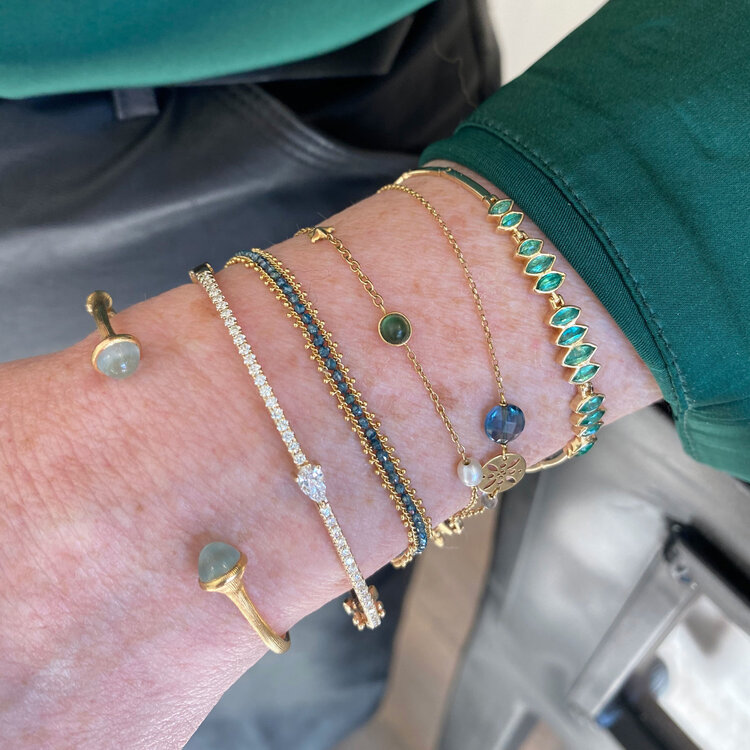 Celine d'Aoust Irregular Emeralds Articulated Bracelet