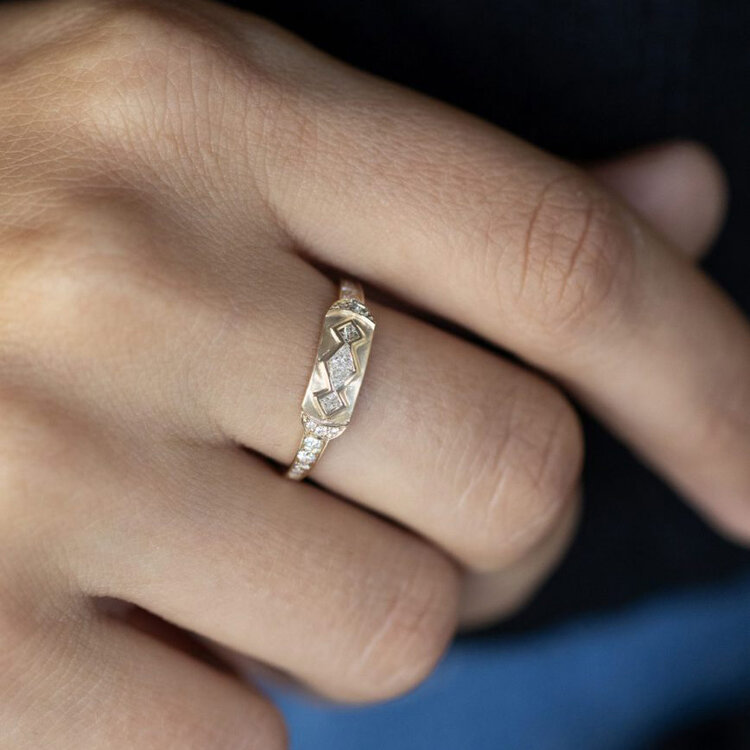 Celine d'Aoust Geometric Diamond Totem Ring