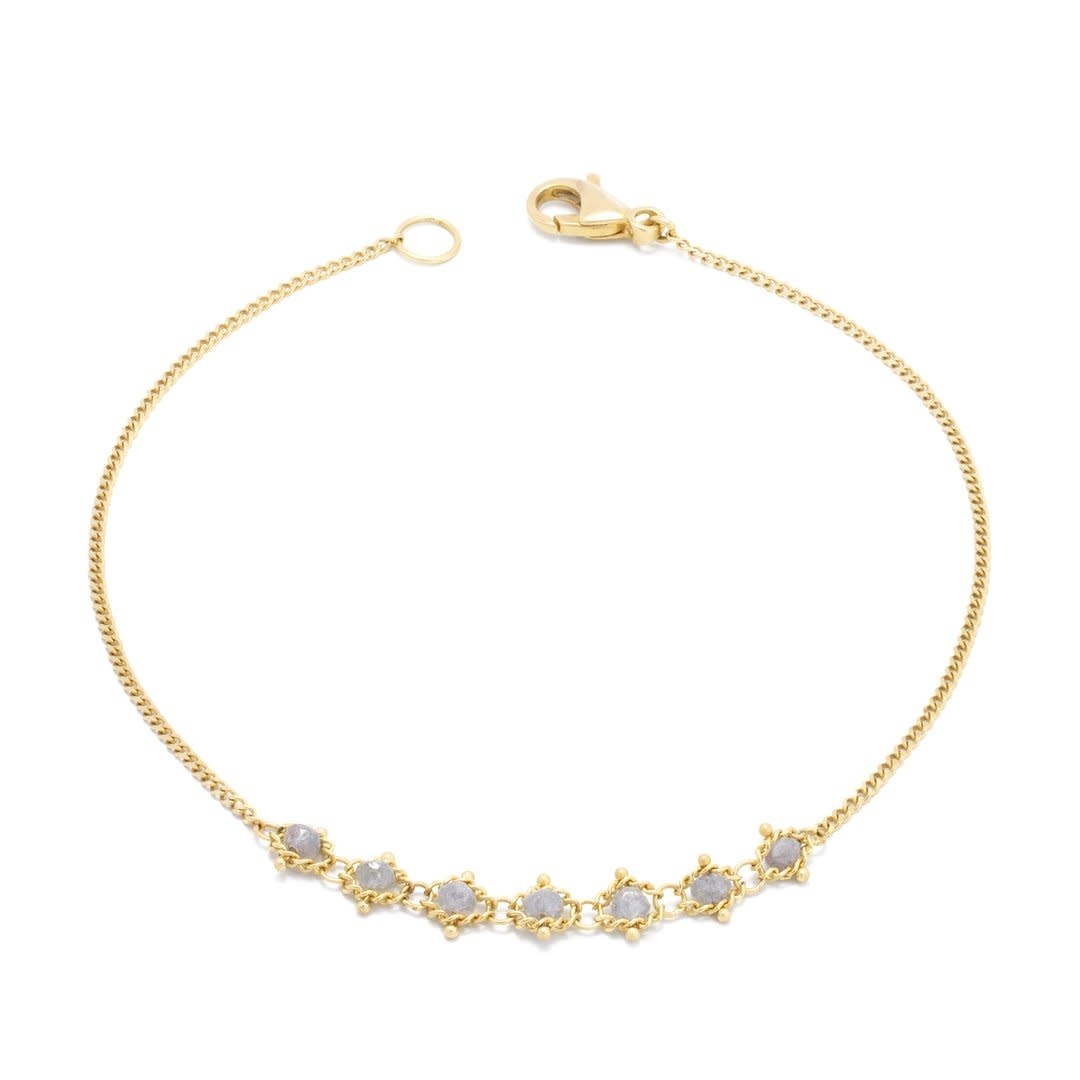 Silver Diamond Textile Station Bracelet