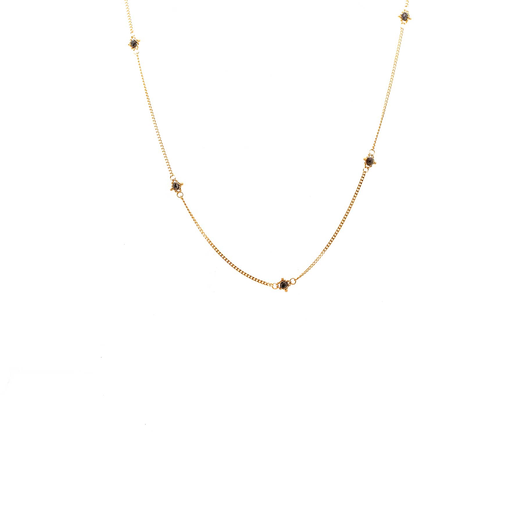 Amali Black Diamond Station Necklace