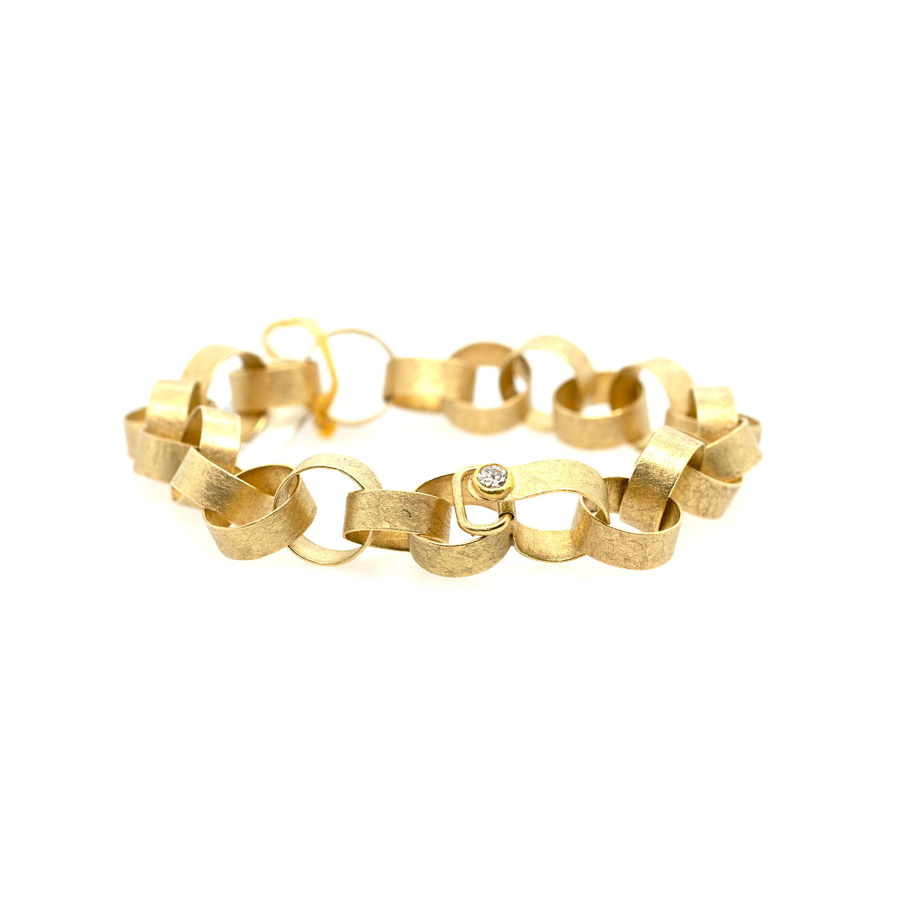 Yellow Gold with Diamond Accent Link Bracelet