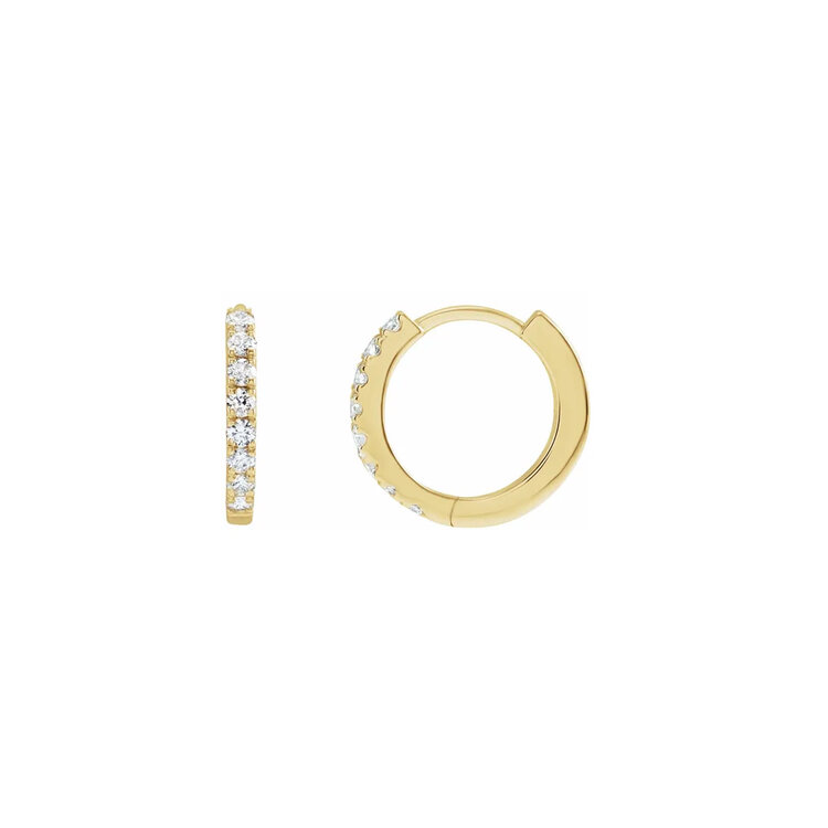 Elements by E79 Round Diamond Huggie Hoops 12mm 14K Yellow Gold (Single)