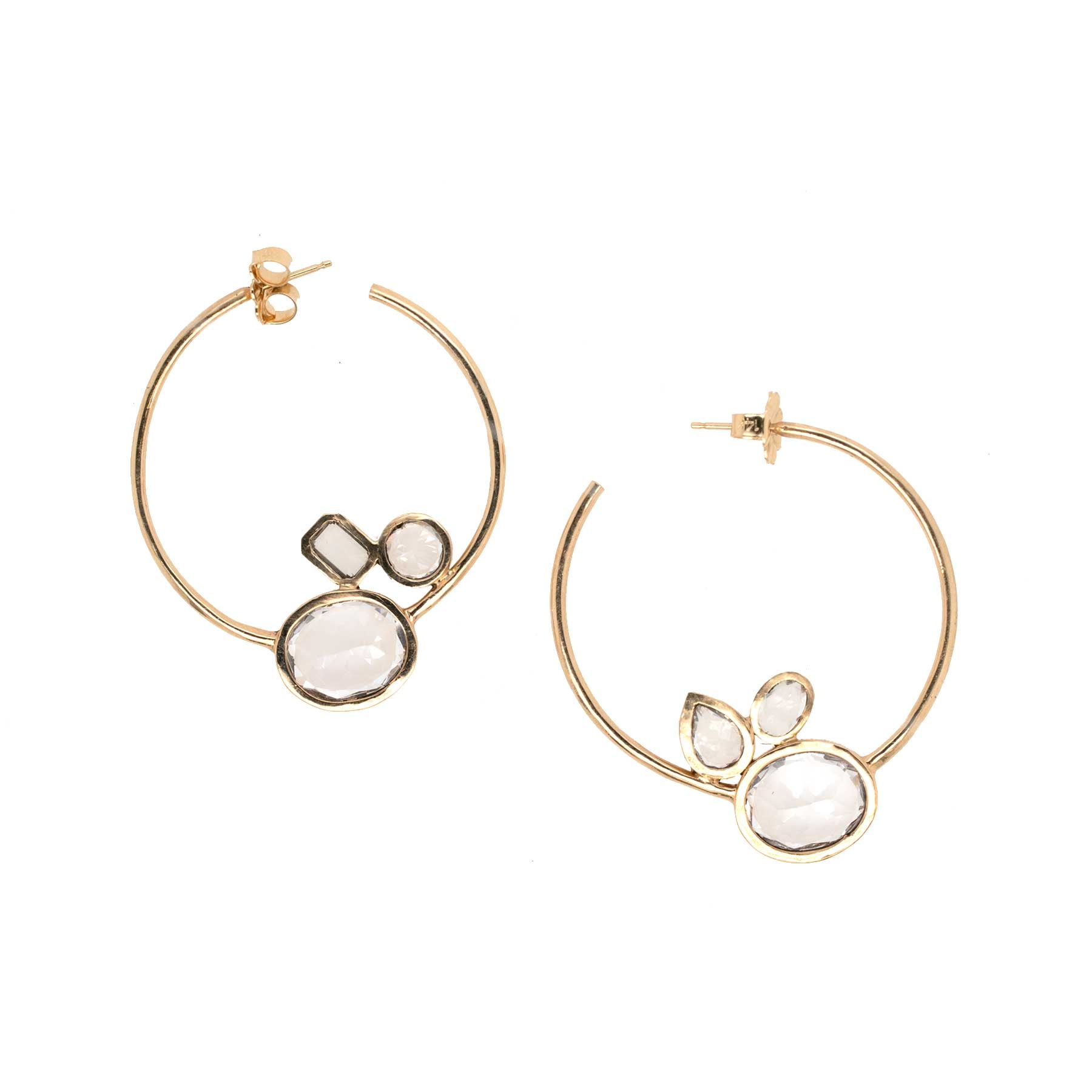 White Topaz Cluster Hoop Earrings
