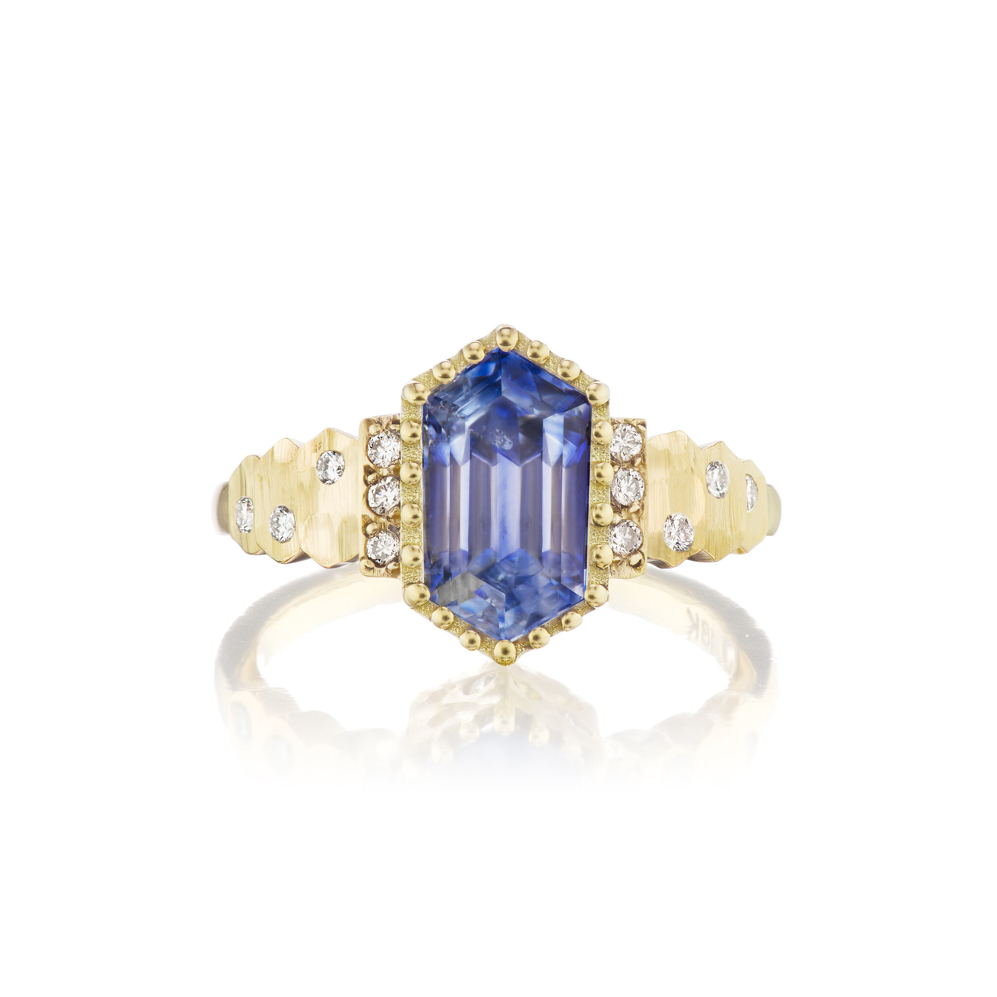 Hexagonal Blue Sapphire Ring