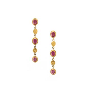 Petra Class Pink Sapphire and Gold Disc Earrings