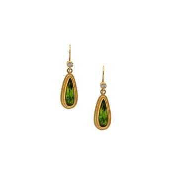 Petra Class Green Tourmaline Teardrop and Diamond Framed Earrings