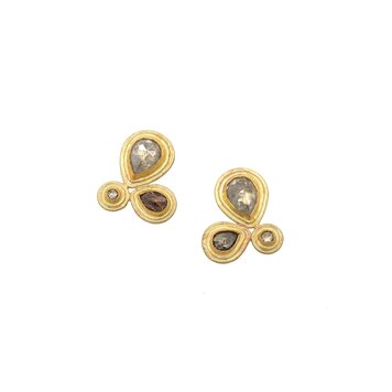 Petra Class Salt and Pepper Diamond Cluster Stud Earrings
