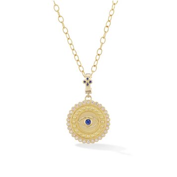 Orly Marcel Evil Eye Pendant with Blue Sapphire and Chain