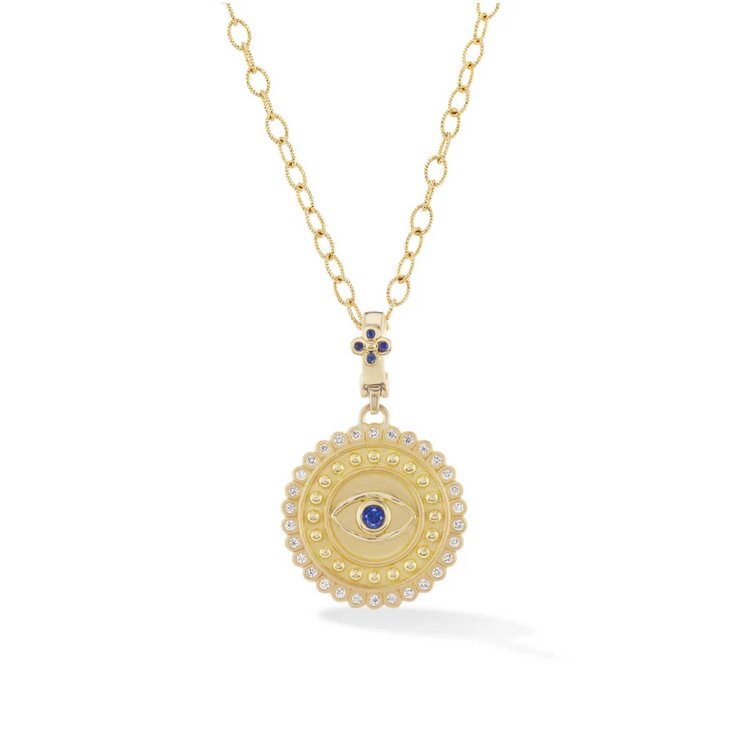 Orly Marcel Evil Eye Pendant with Blue Sapphire and Chain