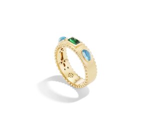 Tsavorite and Swiss Blue Topaz Tri Cab Cigar Band - Element 79