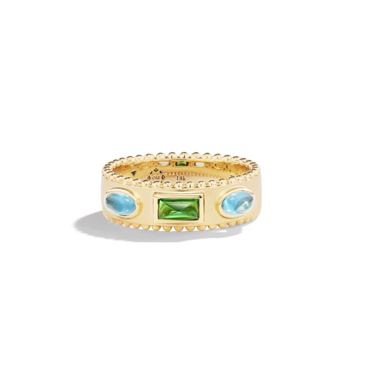 Orly Marcel Tsavorite and Swiss Blue Topaz Tri Cab Cigar Band