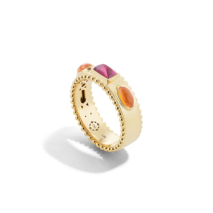 Orly Marcel Fire Opal and Rubellite Tri Cab Cigar Band