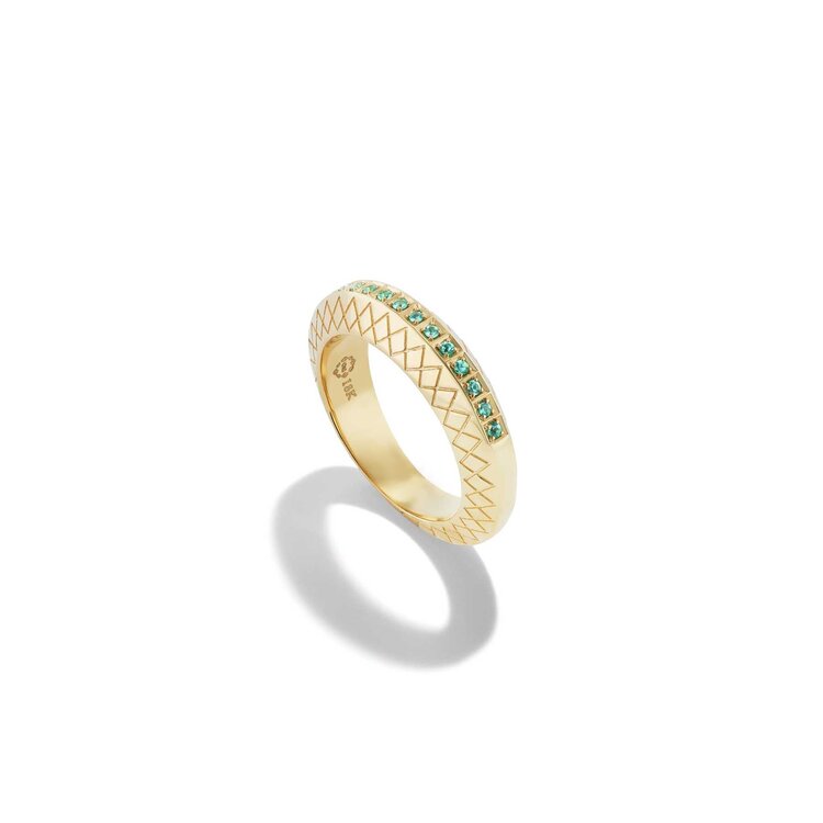 Orly Marcel Temple Tile Ring with Emeralds