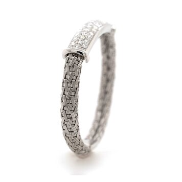 Vintage and Estate Roberto Coin 18K White Gold Silk Weave Diamond Bracelet