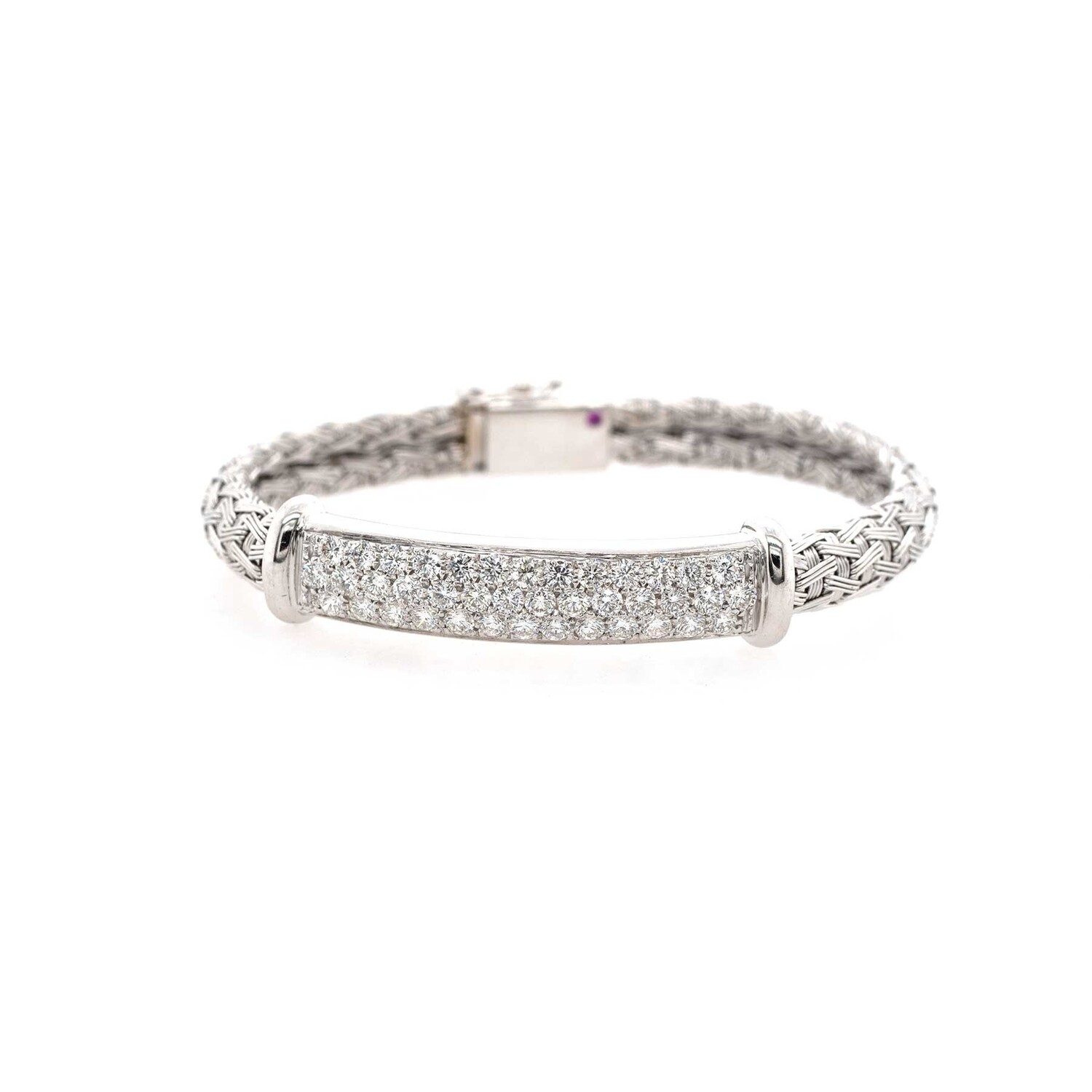 Roberto Coin 18K White Gold Silk Weave Diamond Bracelet Element