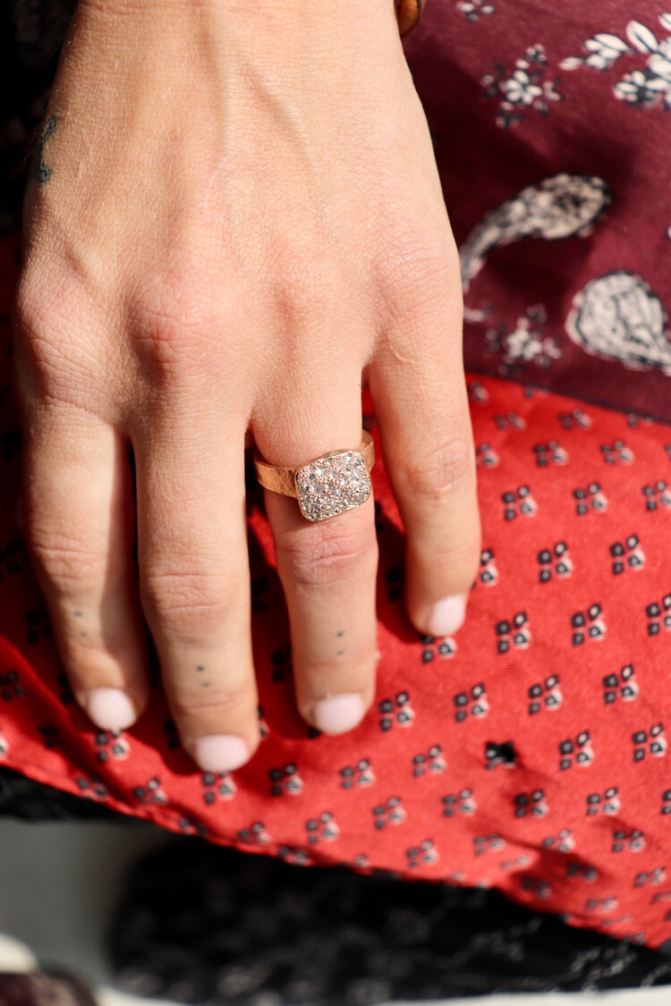 TAP Rose Gold Inverted Diamond Square Ring