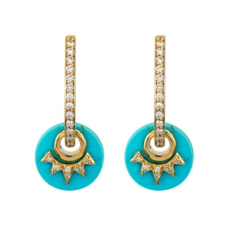 Three Stories Love Explosion Turquoise Single Disc Charm