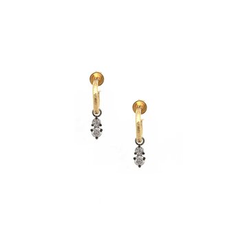 TAP Small Hoop Earrings with Darkened Prong Set Diamond Charms