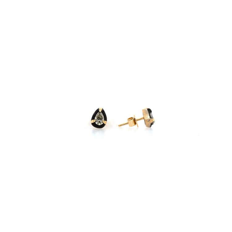 TAP Dark Halo Pear-Shaped Diamond Stud Earrings