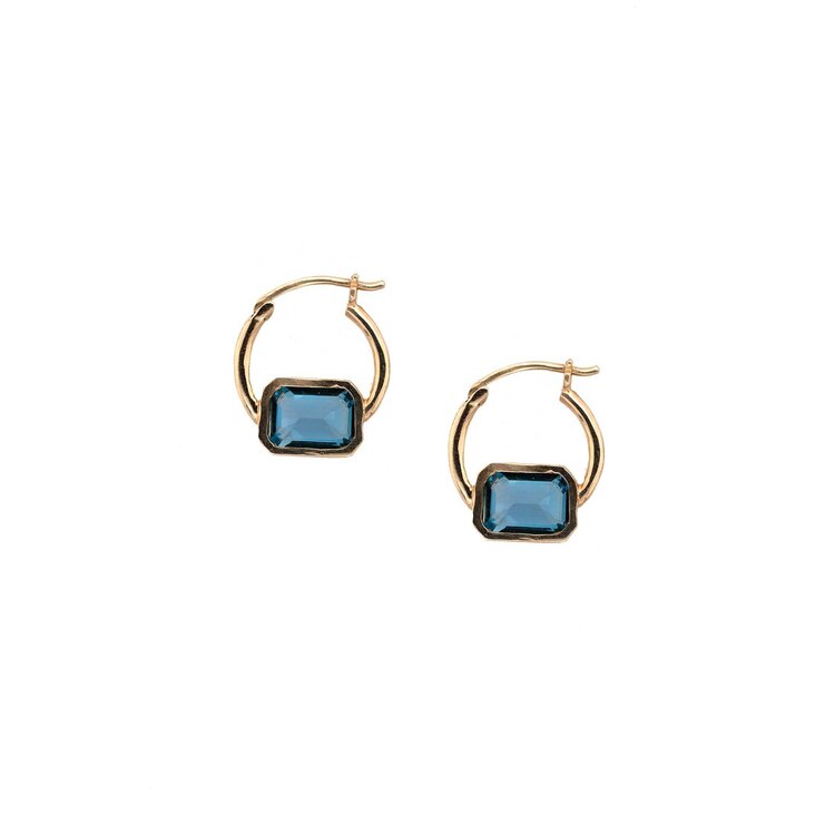 Leslie Paige Small Bezel Hoops with London Blue Topaz