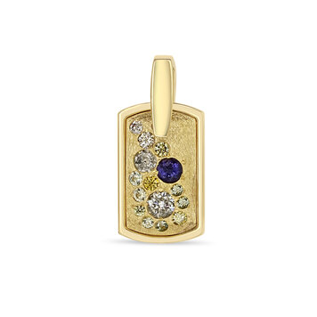 Miles McNeel Blue and Champagne Sapphire and Diamond Small Tag Pendant