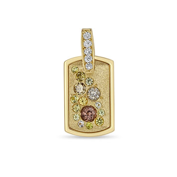Miles McNeel Pink and Yellow Sapphire and Diamond Small Tag Pendant