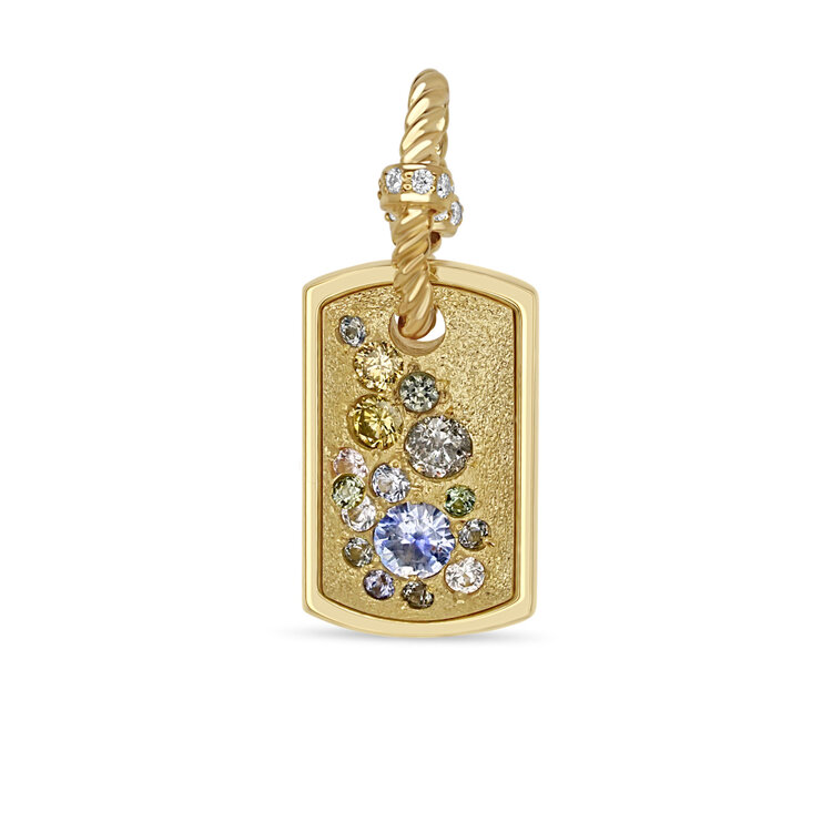 Miles McNeel Blue Sapphire and Diamond Small Tag Pendant