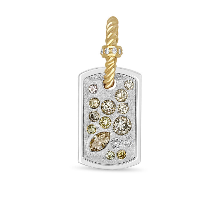 Miles McNeel Sapphire and Diamond White Gold Small Tag Pendant