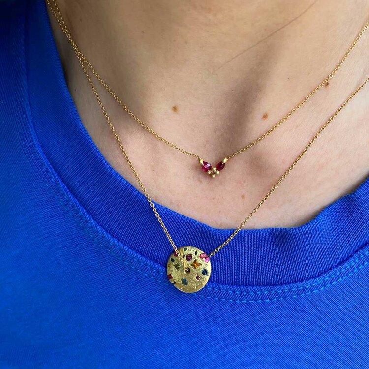 Polly  Wales Pink Sapphire Floret Necklace