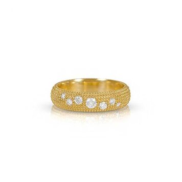 925SUNEERA Willow Textured Yellow Gold and Diamond Band Ring