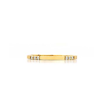 925SUNEERA Cari 14K Yellow Gold Band w 4 Stations of 3 Diamonds