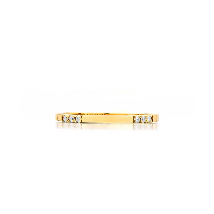 925SUNEERA Cari 14K Yellow Gold Band w 4 Stations of 3 Diamonds