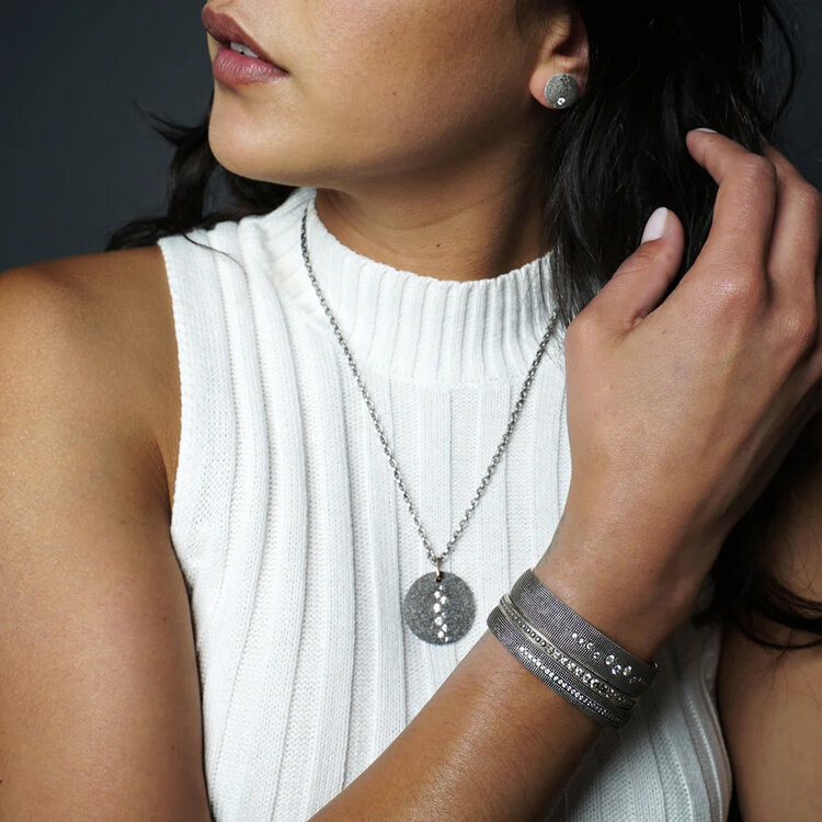 925SUNEERA Shana Petite Black Rhodium Silver and Diamond Cuff Bracelet