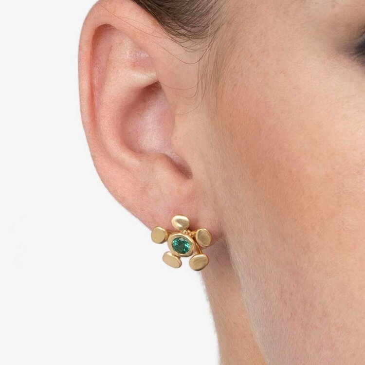 VRAM Chrona Stud Earrings with Emeralds