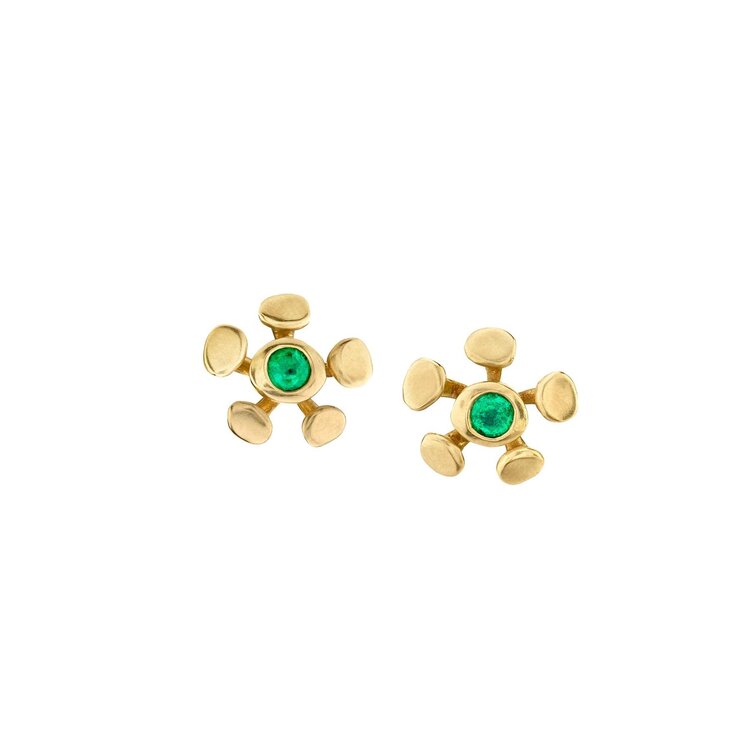 VRAM Chrona Stud Earrings with Emeralds
