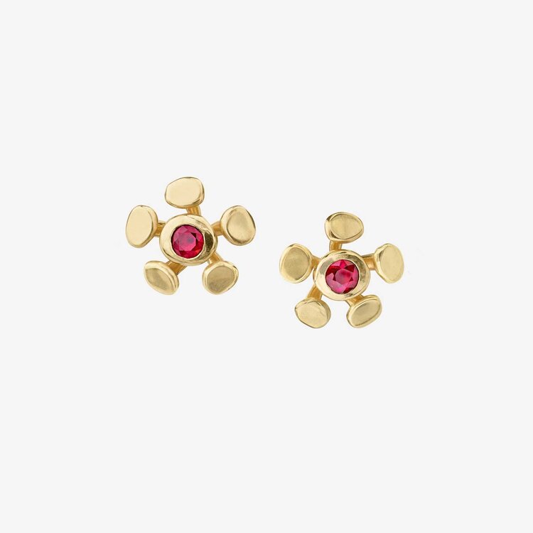 VRAM Chrona Stud Earrings with Rubies