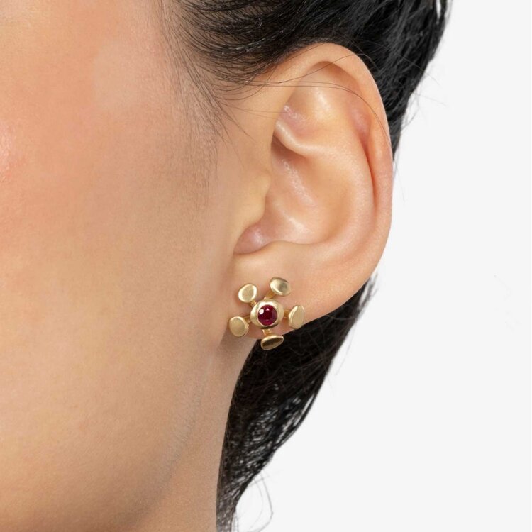 VRAM Chrona Stud Earrings with Rubies
