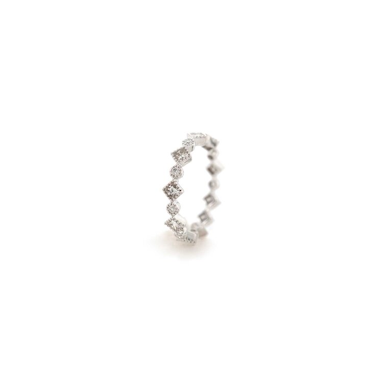 Elements by E79 Princess and Round Diamond White Gold Eternity Band