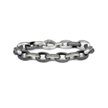 925SUNEERA Joah Black Rhodium Silver and Diamond Link Bracelet