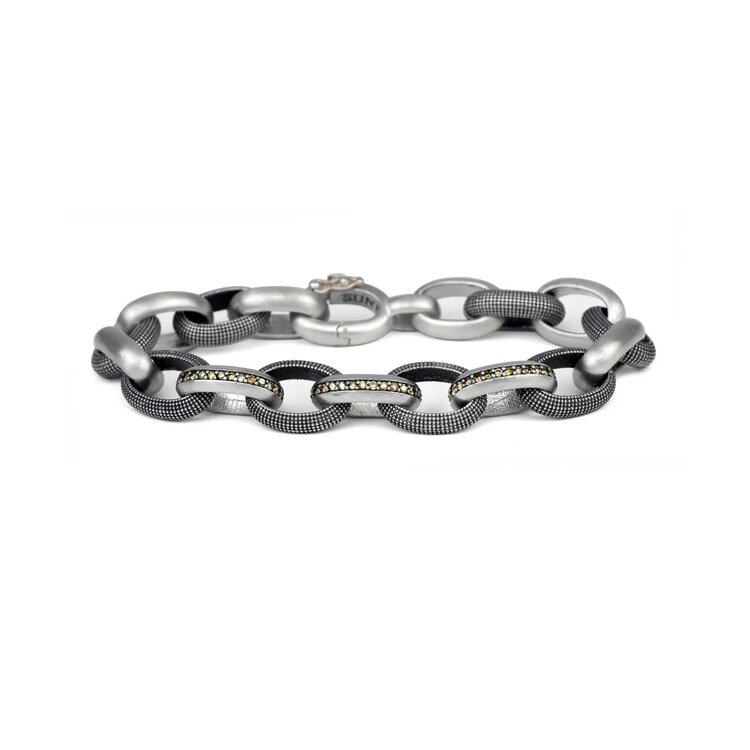 925SUNEERA Joah Black Rhodium Silver and Diamond Bracelet