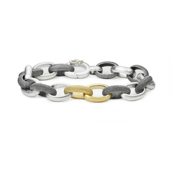 925SUNEERA Linn Vintage Silver and Gold Link Bracelet